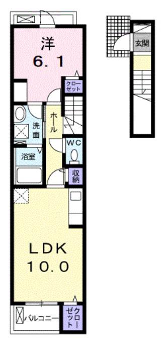 ラグランヴィータ小野I(1LDK/2階)の間取り写真