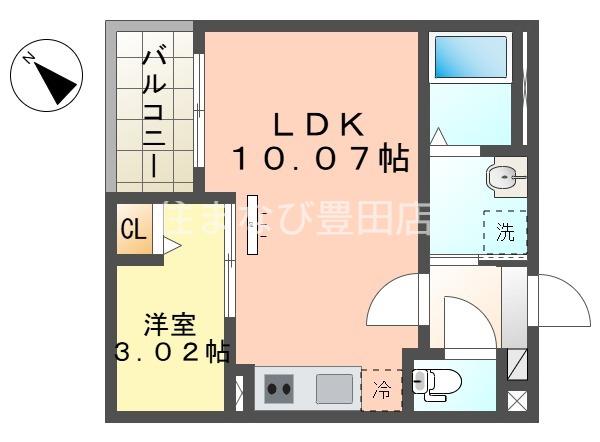 JACK MIYUKIHOMMACHIII(1LDK/1階)の間取り写真