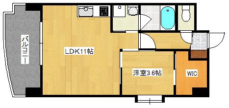 ユートピア舟入中町(1LDK/8階)の間取り写真