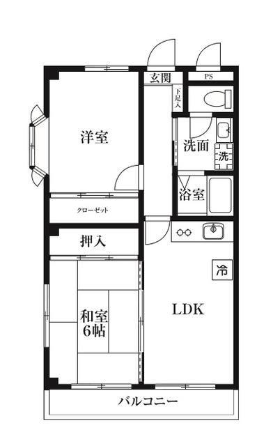 エミナス能見台(2LDK/2階)の間取り写真