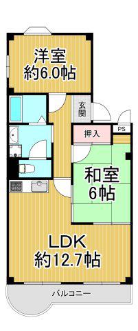 エスポアール西宮北口2(2LDK/1階)の間取り写真