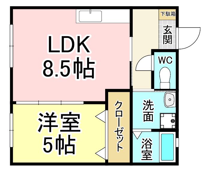 フォーラム枝光A棟(1LDK/1階)の間取り写真