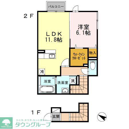 BELL ESPACEベルエスペース(1LDK/2階)の間取り写真