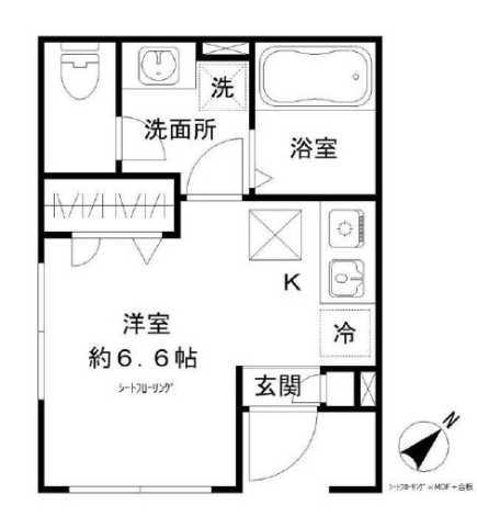 クレール上目黒(ワンルーム/1階)の間取り写真