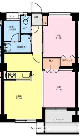 LA CASA 光庵(2LDK/1階)の間取り写真