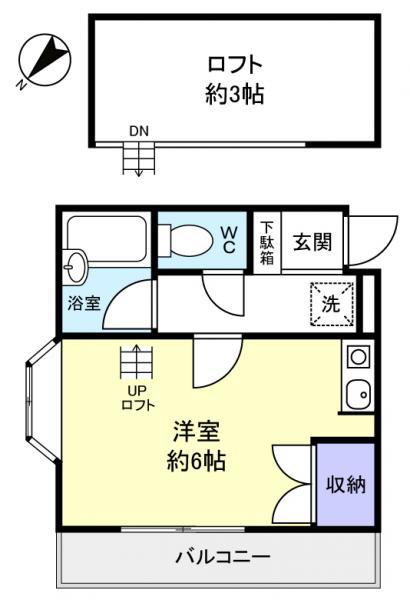 ロフティーフラワー2号館(ワンルーム/2階)の間取り写真