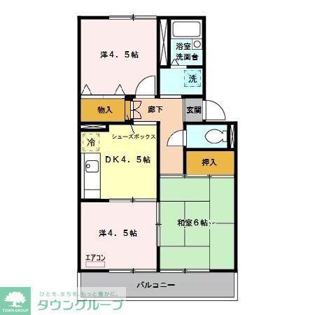 プラムワン(3DK/2階)の間取り写真