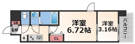 AELL OSAKA イースト(2K/3階)の間取り写真