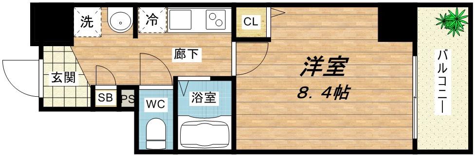 ミラージュパレス本町東レジデンス(1K/5階)の間取り写真