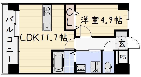 J-スクエア(1LDK/5階)の間取り写真