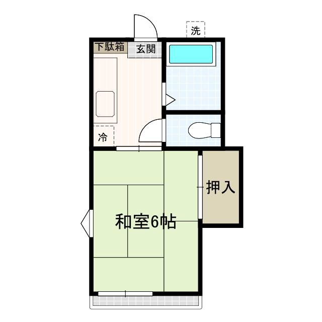 パインハイツII(1K/2階)の間取り写真
