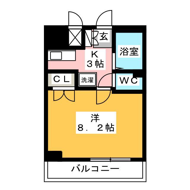 ブレーン博多(1K/12階)の間取り写真