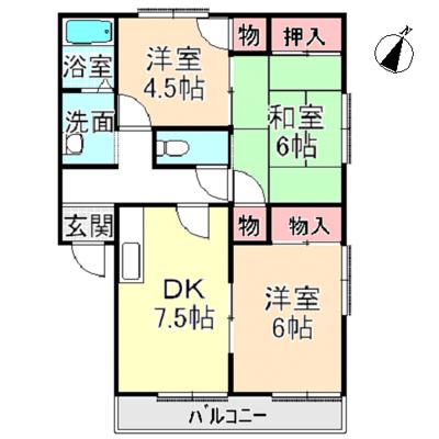 ヴィーブル七々色(3DK/2階)の間取り写真
