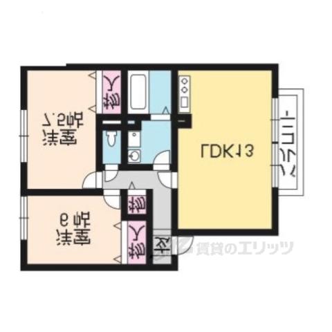 セヴェルSETA2(2LDK/2階)の間取り写真