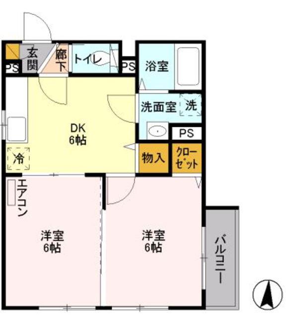 カーサニコル V(2DK/2階)の間取り写真