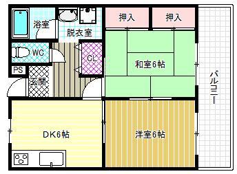 アドバンテージ三宅I(2DK/3階)の間取り写真