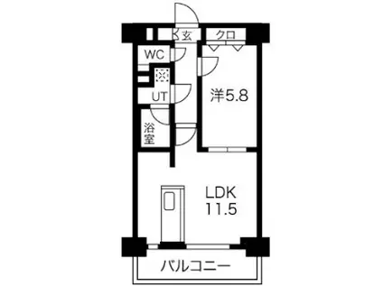 フュージョナル浅草FOREST(1LDK/4階)の間取り写真