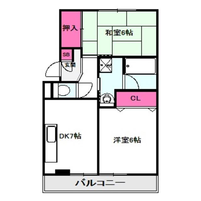 アクアアトラス(2DK/3階)の間取り写真
