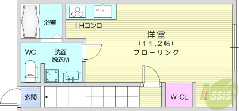 ライズフィルD(ワンルーム/2階)の間取り写真