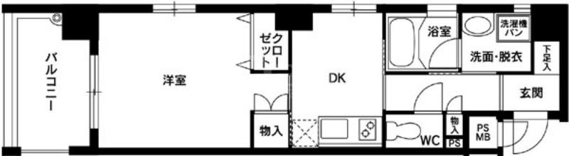 ボンジョルノ姪浜(1DK/3階)の間取り写真
