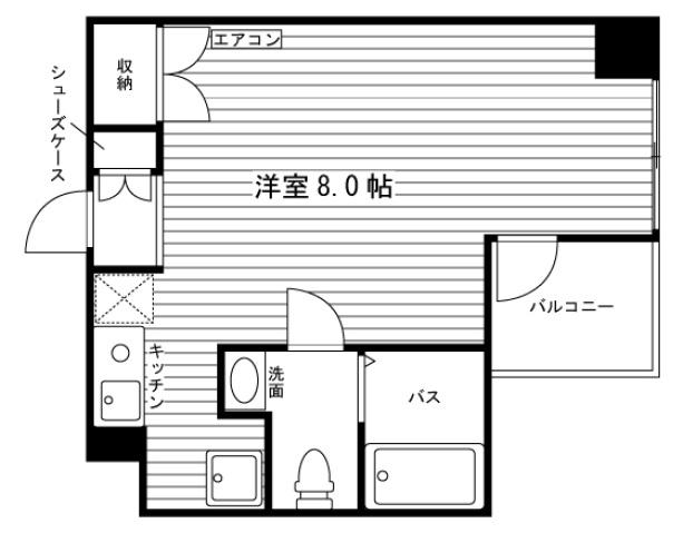 シティマンション鳳凰A・B(ワンルーム/1階)の間取り写真
