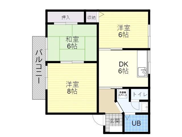 ベルフルール2(3DK/1階)の間取り写真