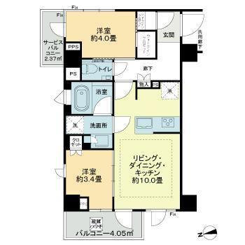 ピアース四谷HILLS(2LDK/3階)の間取り写真