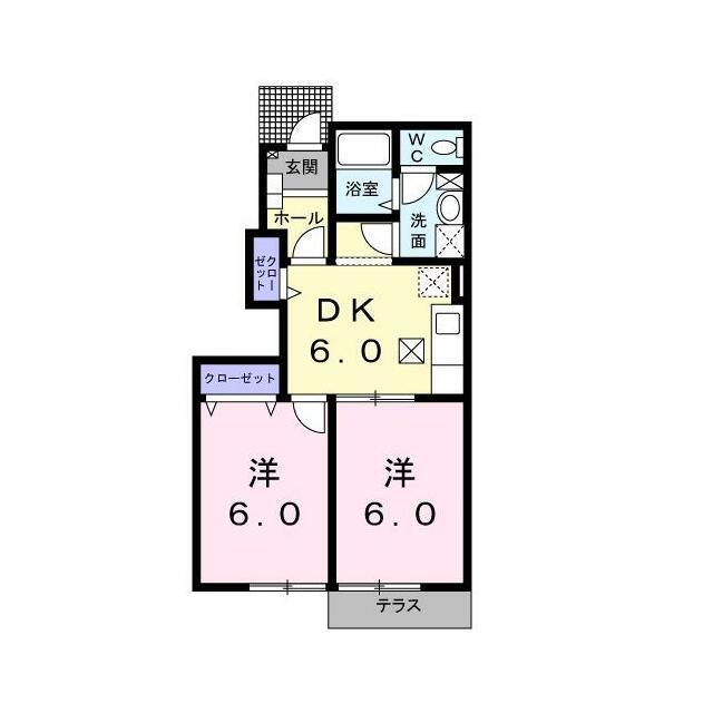 トランキル梓A(2DK/1階)の間取り写真