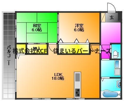 シャルムI(2LDK/8階)の間取り写真