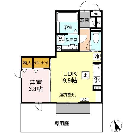 シュエット(1LDK/1階)の間取り写真