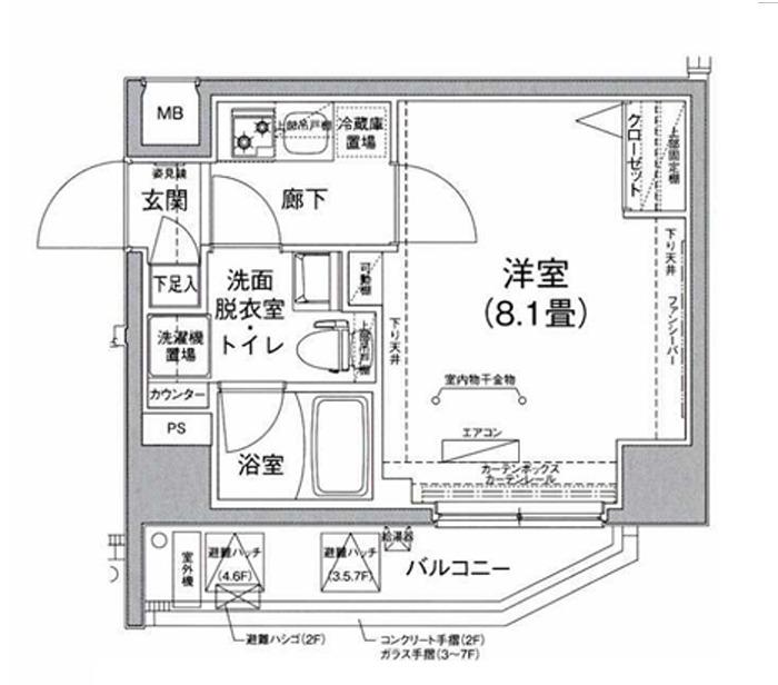 アイルカナーレ向島(1K/4階)の間取り写真
