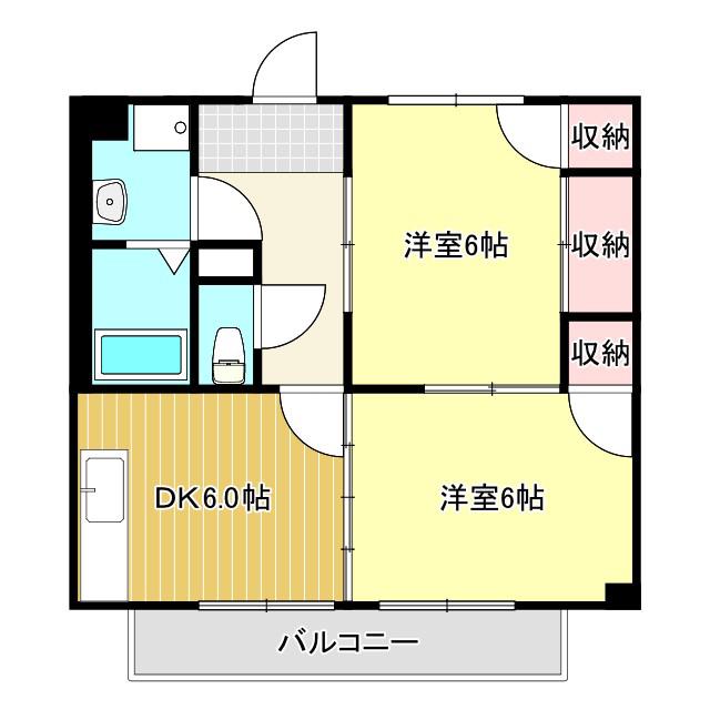 西田ビル(2DK/3階)の間取り写真