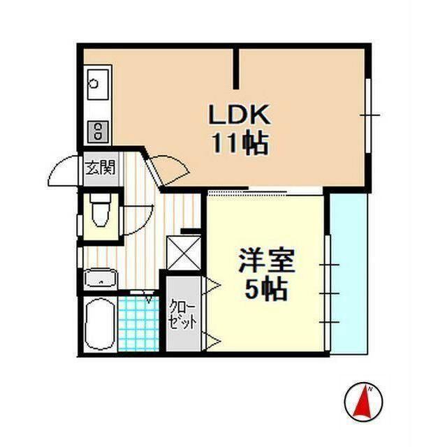 コーポイマダ(1LDK/2階)の間取り写真