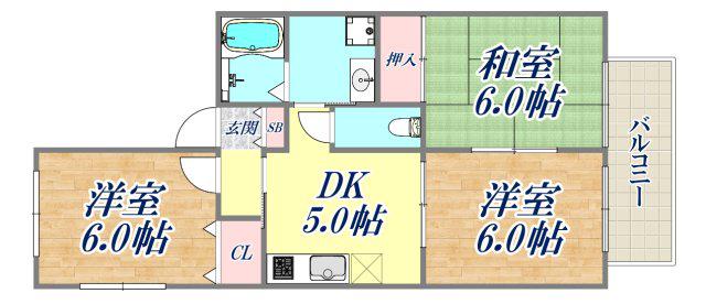 ブランドミール広田2(3DK/1階)の間取り写真