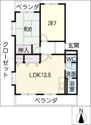 アレイ南原(2LDK/4階)の間取り写真