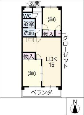 サンマンション(2LDK/2階)の間取り写真