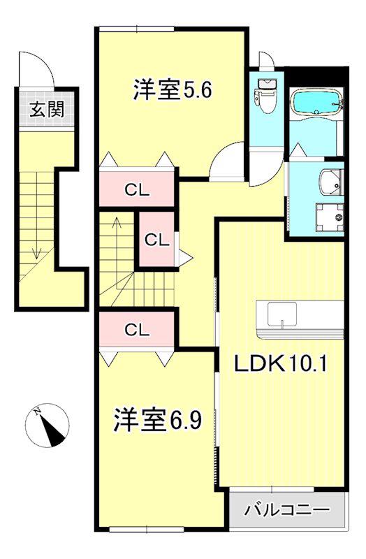 PLASIR CHATEAU(2LDK/2階)の間取り写真