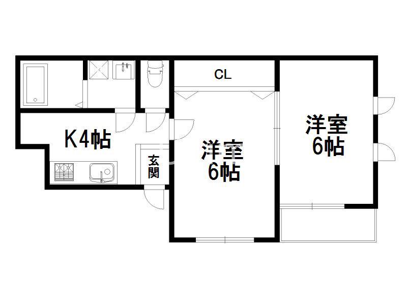 リール苗町(2K/4階)の間取り写真