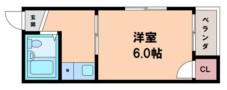 クレールド山之内(1K/3階)の間取り写真
