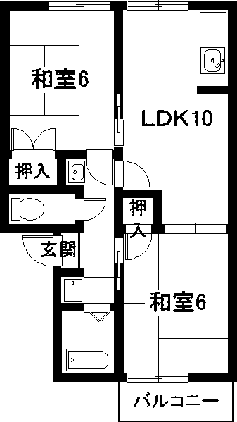 プチハウスタケダ(2LDK/2階)の間取り写真
