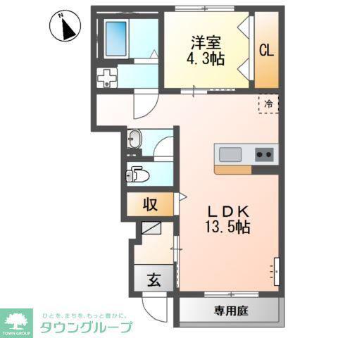 稲城市大丸(1LDK/1階)の間取り写真