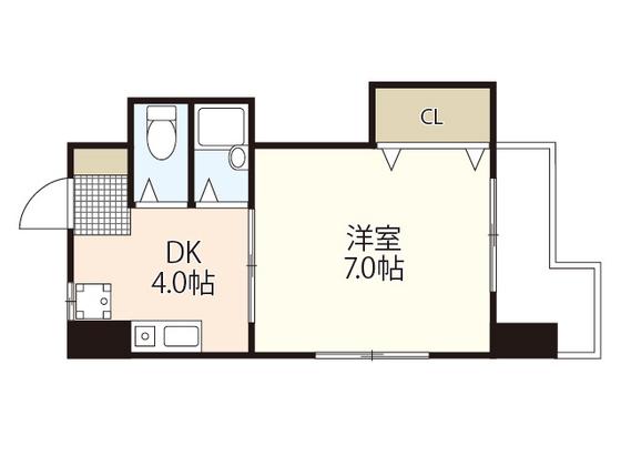 ヴィラ丸本(1DK/3階)の間取り写真