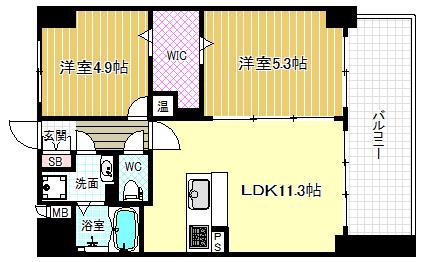 メゾンクラウン鷺洲(2LDK/8階)の間取り写真