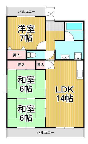 武庫之荘コロニー(3LDK/1階)の間取り写真