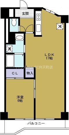 第6柴田ビル(1LDK/5階)の間取り写真