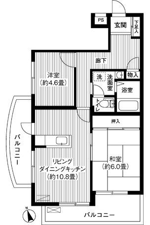 ソレイユモトニ(2LDK/1階)の間取り写真