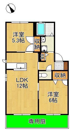 メイプルJ(2LDK/1階)の間取り写真