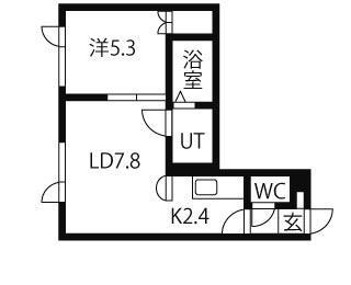 TILA元町(1LDK/2階)の間取り写真