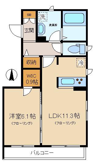 グラシア(1LDK/3階)の間取り写真