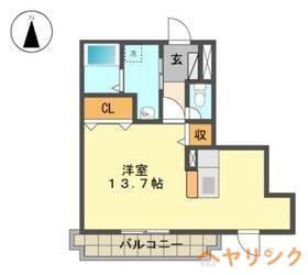 シュッドソレイユ(ワンルーム/2階)の間取り写真